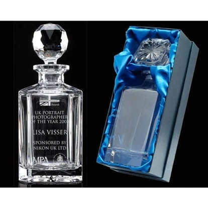 Large Plain Crystal Square Decanter