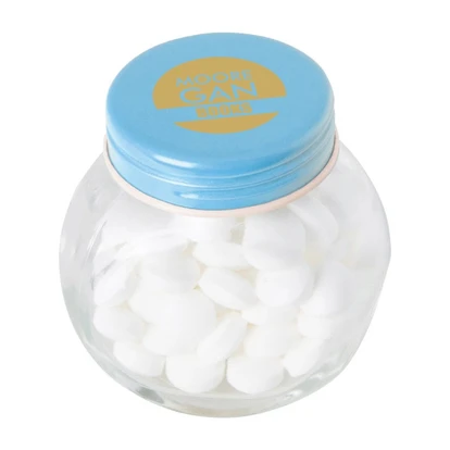 Small glass jar with mints