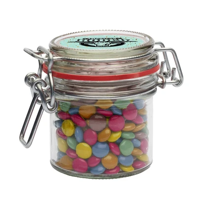 125ml/300gr Glass jar filled with milk choco's