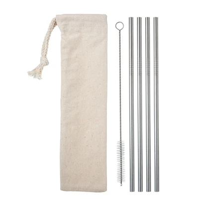 Set of 4 Stainless Steel Straws