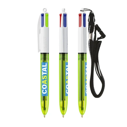 BIC 4 Colours Fluo Ballpen & lanyard Screen Printing