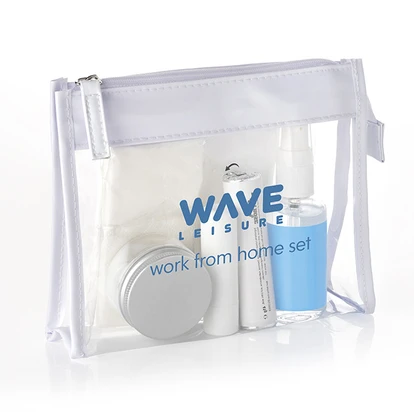 Work From Home Set in a Clear PVC White Trim Bag