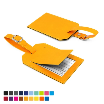 Rectangle Luggage Tag With Security Flap In Soft Touch Vegan Torino PU