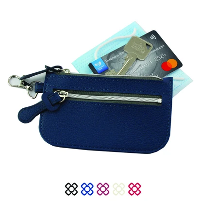 Mini Zipped Pouch With Side Zip & Bag Clip In Recycled Como Vegan PU