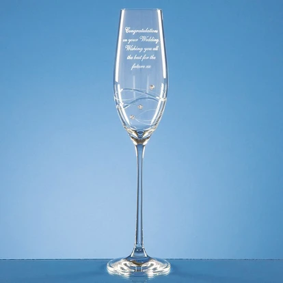 Single Diamante Champagne Flute with Spiral Design Cutting