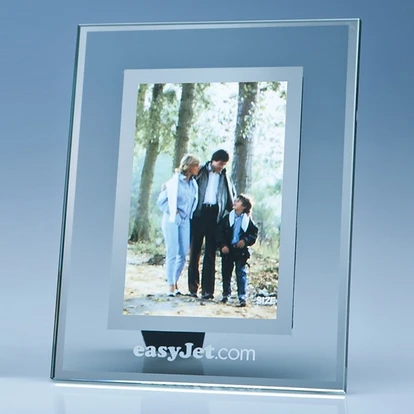 Clear Glass Frame with a Mirror Inlay for 4" x 6" Photo, V