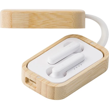 Earphones In Bamboo Case