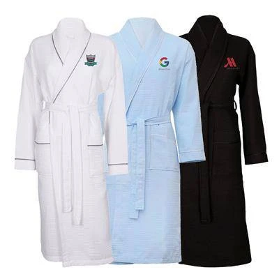 Aztex Polycotton Shawl Collar Waffle Bathrobe Dressing Gown