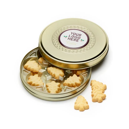 Shallow Gold Treat Tin Festive Shortbread Biscuits