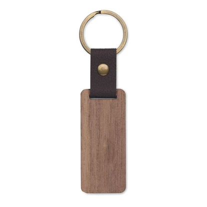 Walnut & PU Keyring