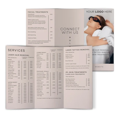 Promotional Tri-fold Corporate Leaflet/Flyer Gloss Outer Cover 250gsm (Customer Design)