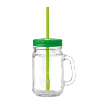 Glass Mason jar with straw