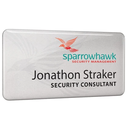 Personalised metal name badge