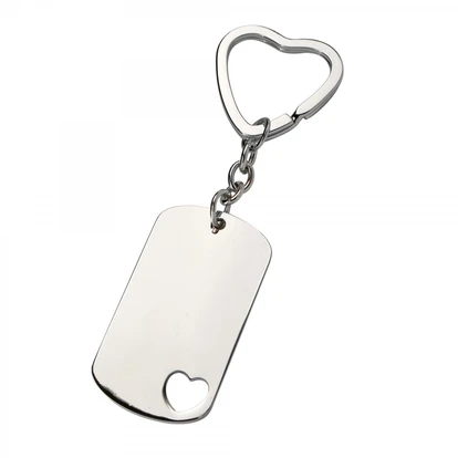 heart ID dog tag keyring