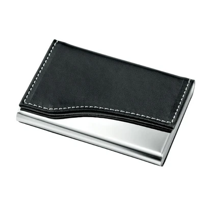 Swoop Business Card Case - Chrome and Black PU