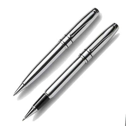 Tramline Ballpoint & Rollerball Set - Chrome - in Chrome Box