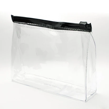 Clear PVC, Black Slide Zipper Bag