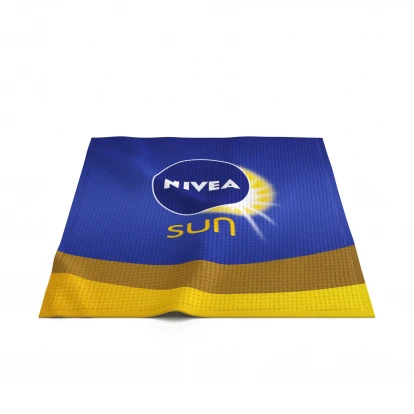 Hand Towel Promotional Double Faced Polyester Top & Cotton Back Single Sided Print 30cm x 50cm