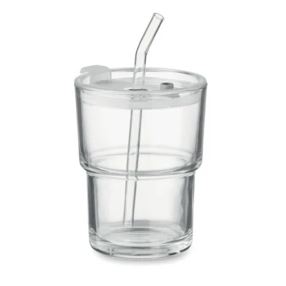 Glass Tumbler With Straw 400ml 