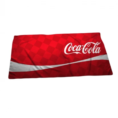 Beach Towel Promotional Double Faced Polyester Top & Cotton Back Single Sided Print 70cm x 140cm